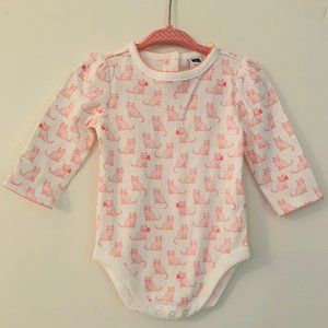 NWT Janie and Jack Pink & White Kitten Bodysuit